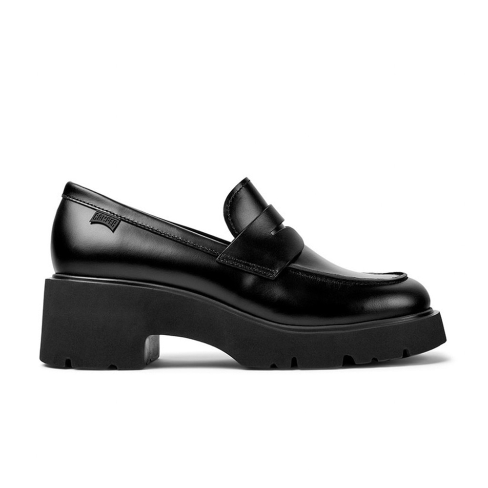 Camper Black Leather Platform Loafers